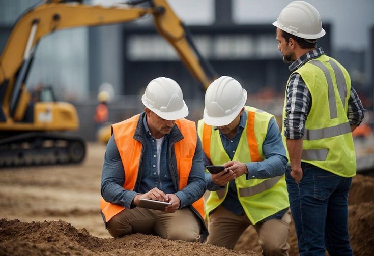 Oil and gas field team reviewing hazard reports on site